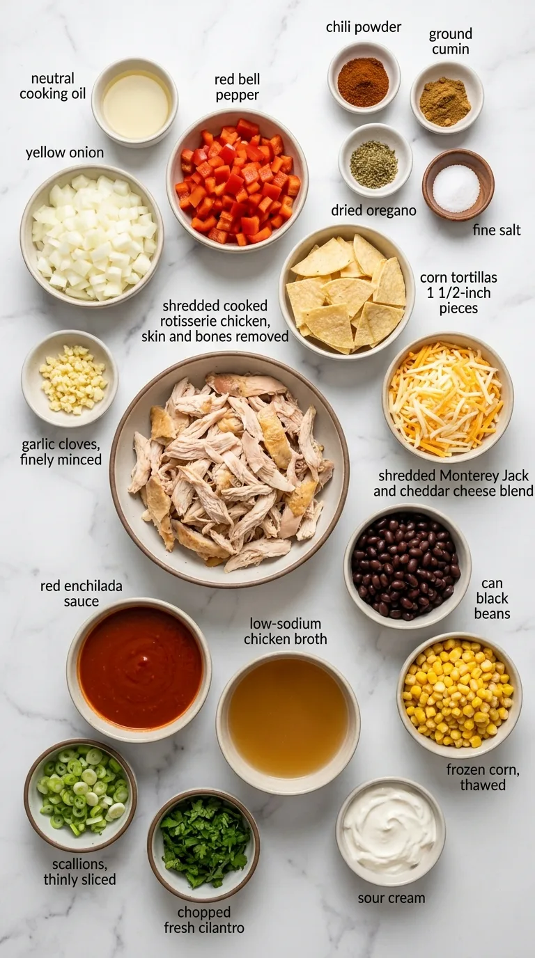 Cheesy Rotisserie Chicken Enchilada Skillet ingredients