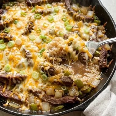 Cheesy Steak & Rice Skillet finished recipe