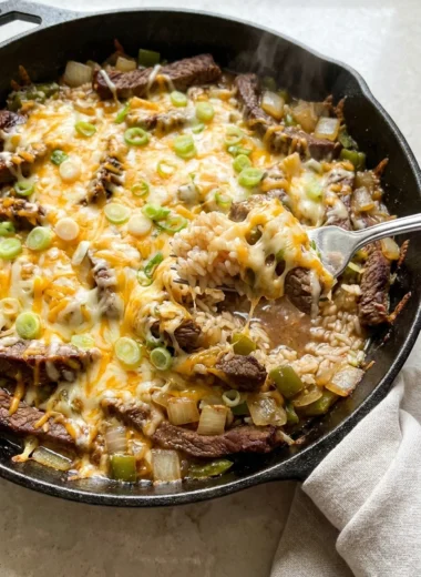 Cheesy Steak & Rice Skillet finished recipe