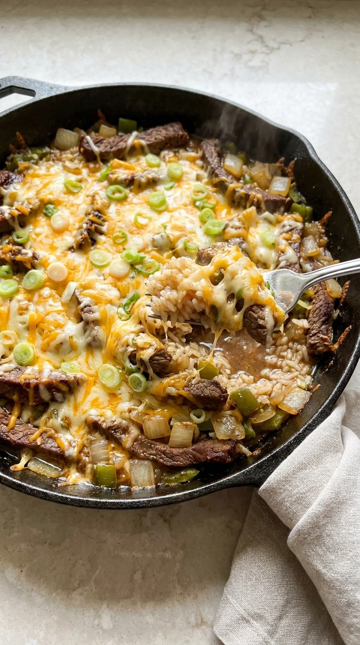 Cheesy Steak & Rice Skillet finished recipe