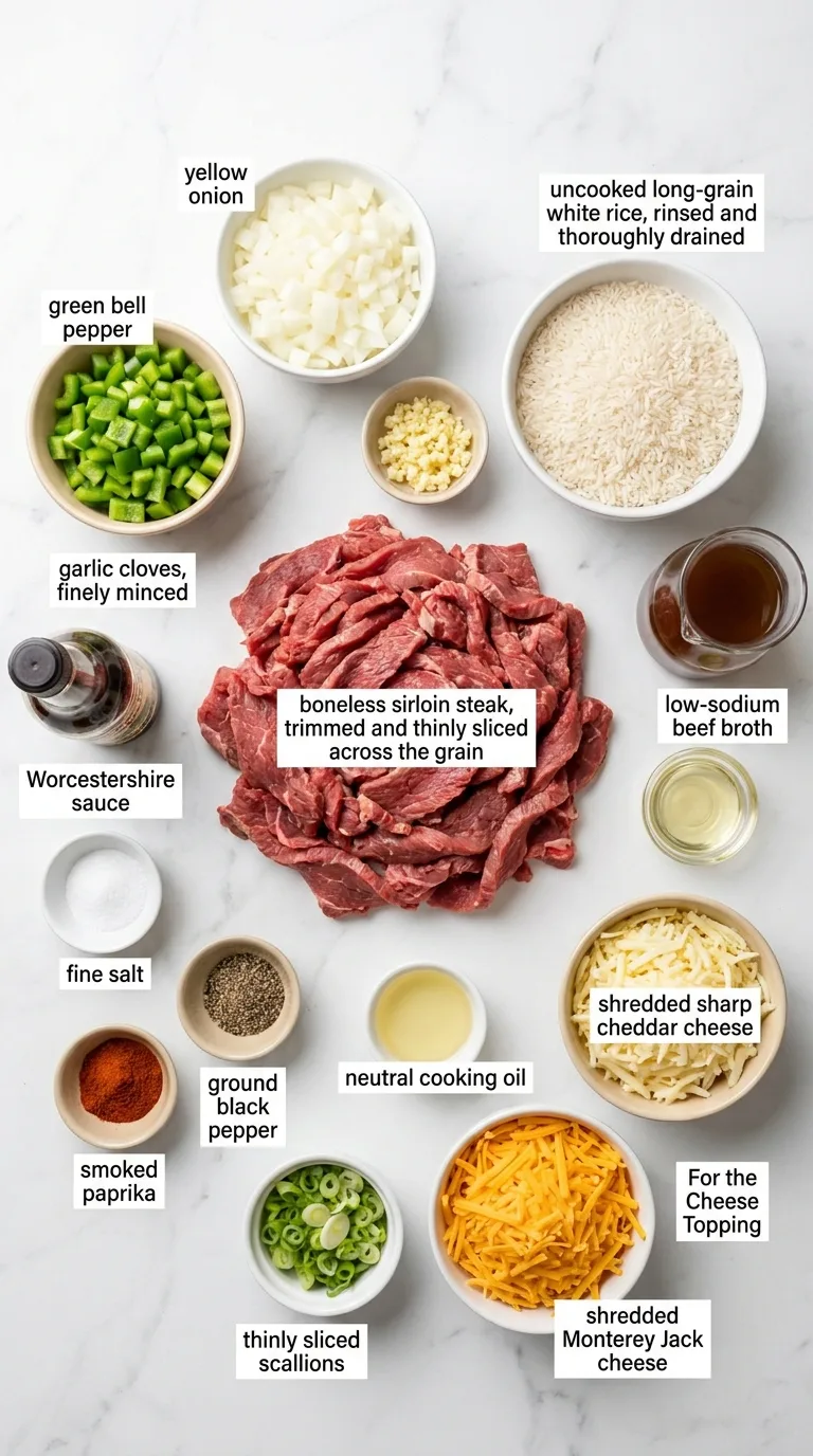 Cheesy Steak & Rice Skillet ingredients