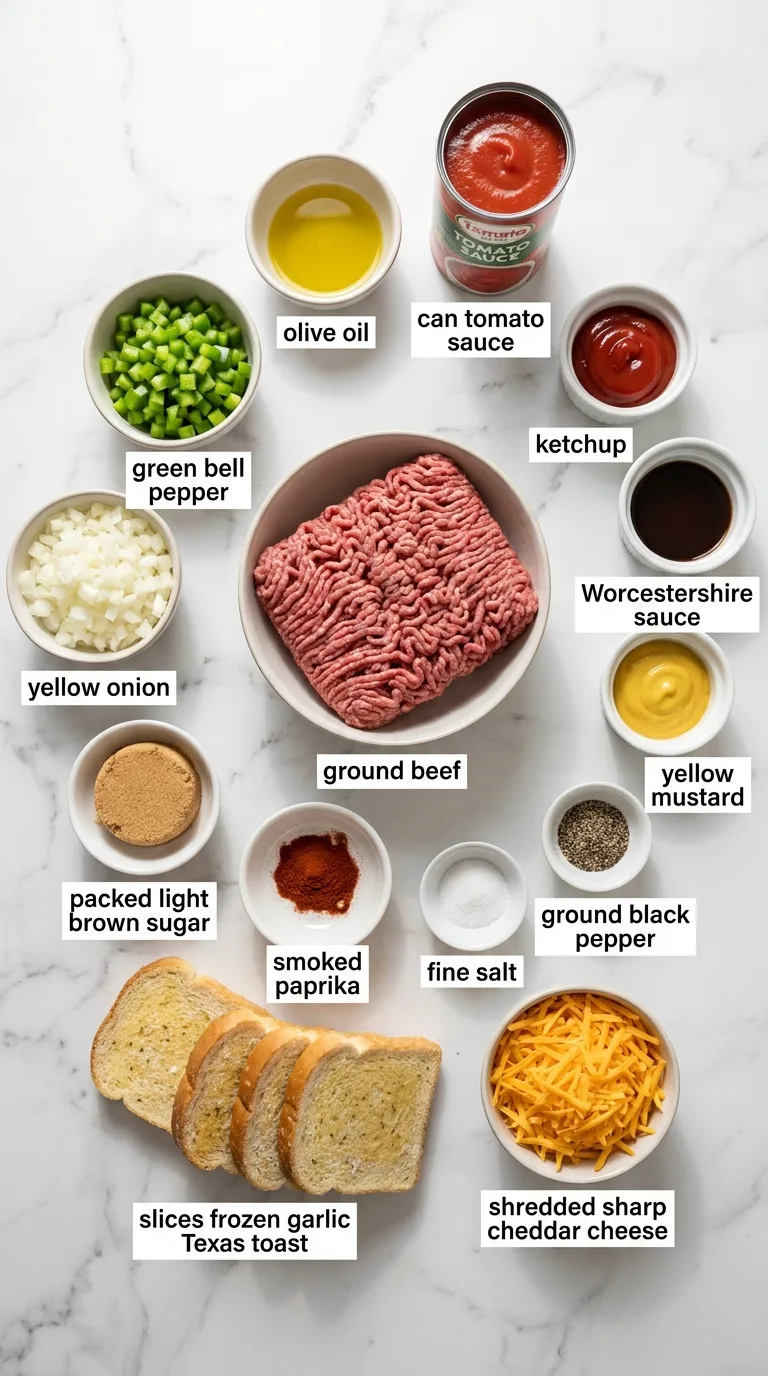Cheesy Texas Toast Sloppy Joes ingredients