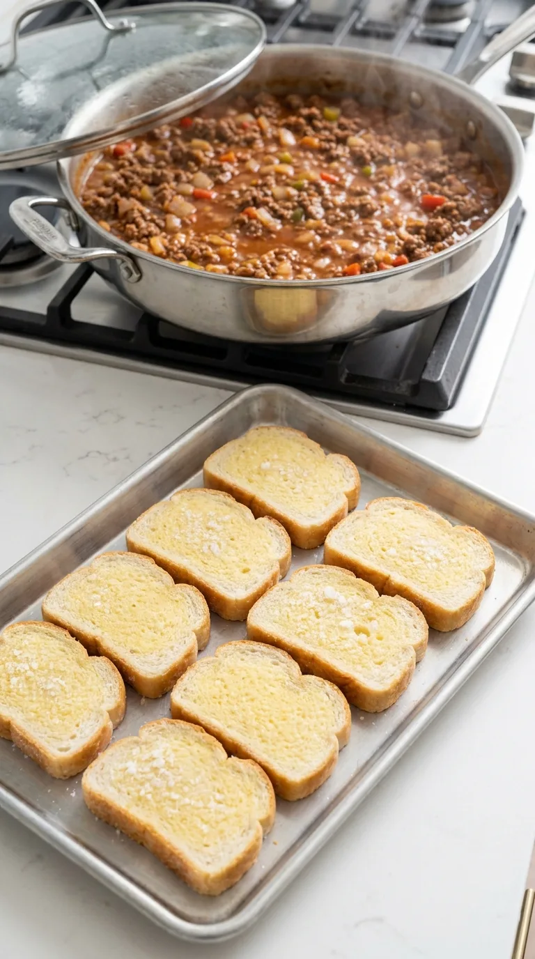 Cheesy Texas Toast Sloppy Joes step 7