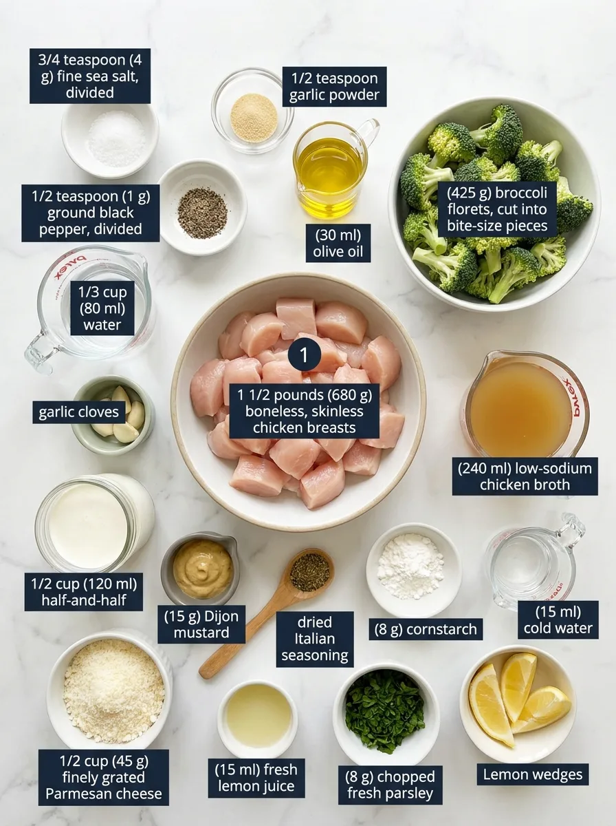Chicken and Broccoli Skillet with Creamy Garlic Sauce ingredients