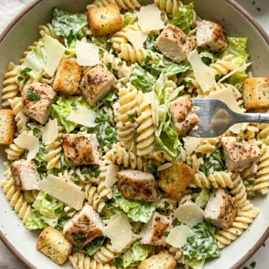 Chicken Caesar Pasta Salad finished recipe