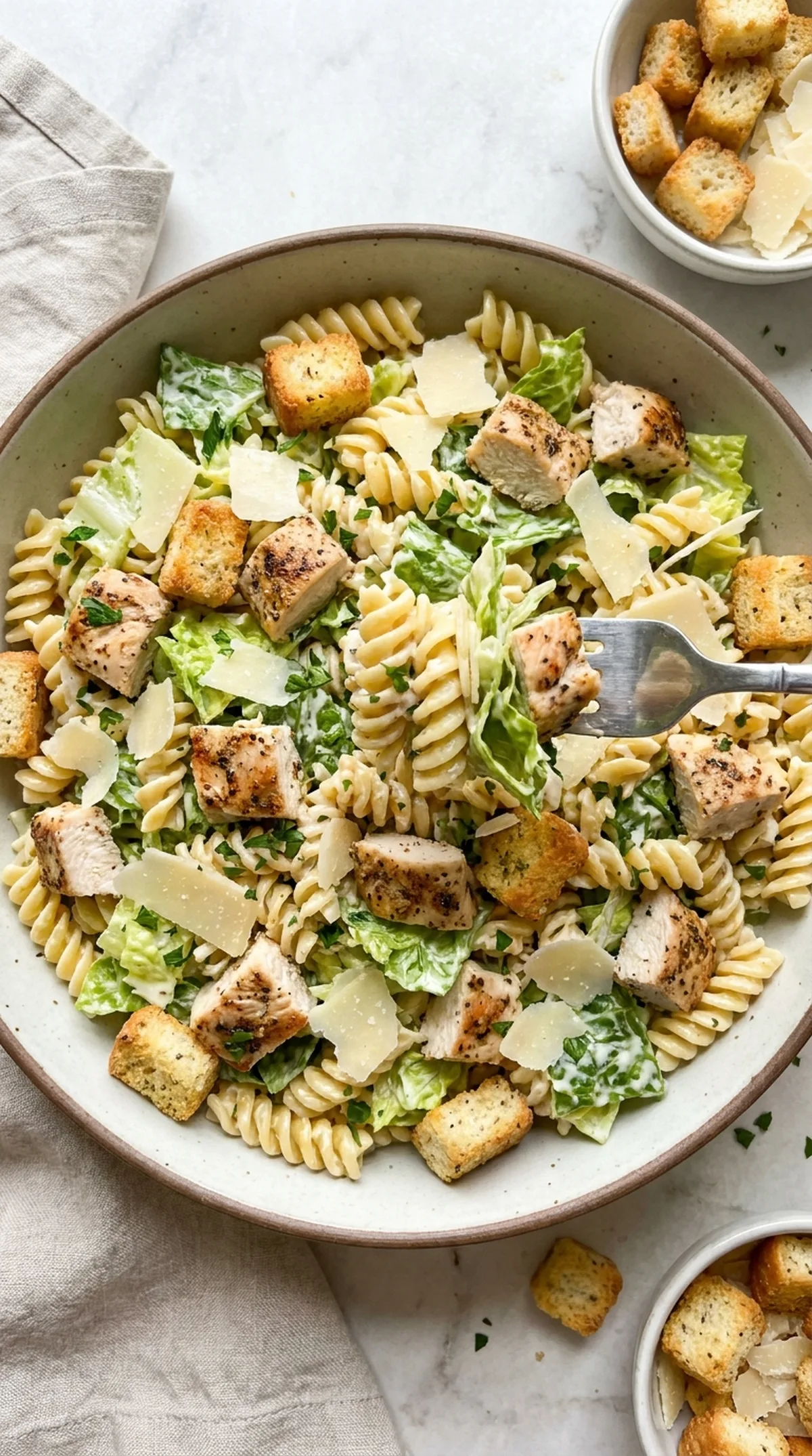 Chicken Caesar Pasta Salad finished recipe