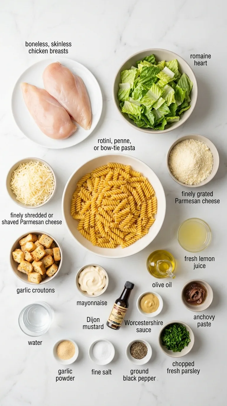 Chicken Caesar Pasta Salad ingredients
