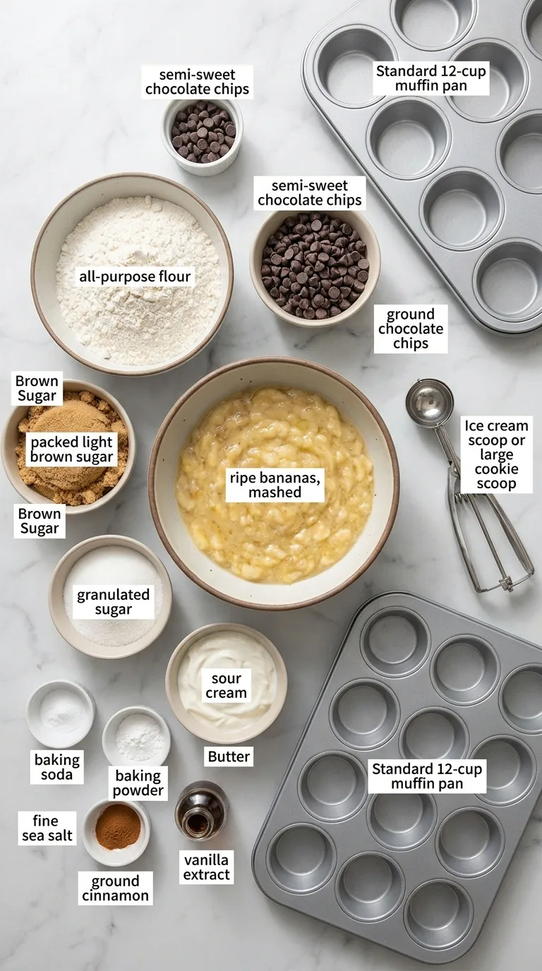 Chocolate Chip Banana Bread Muffins ingredients