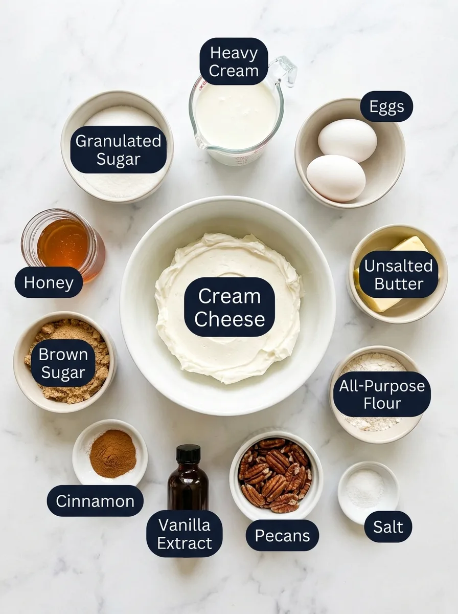 Cinnamon Roll Honeybun Cheesecake ingredients