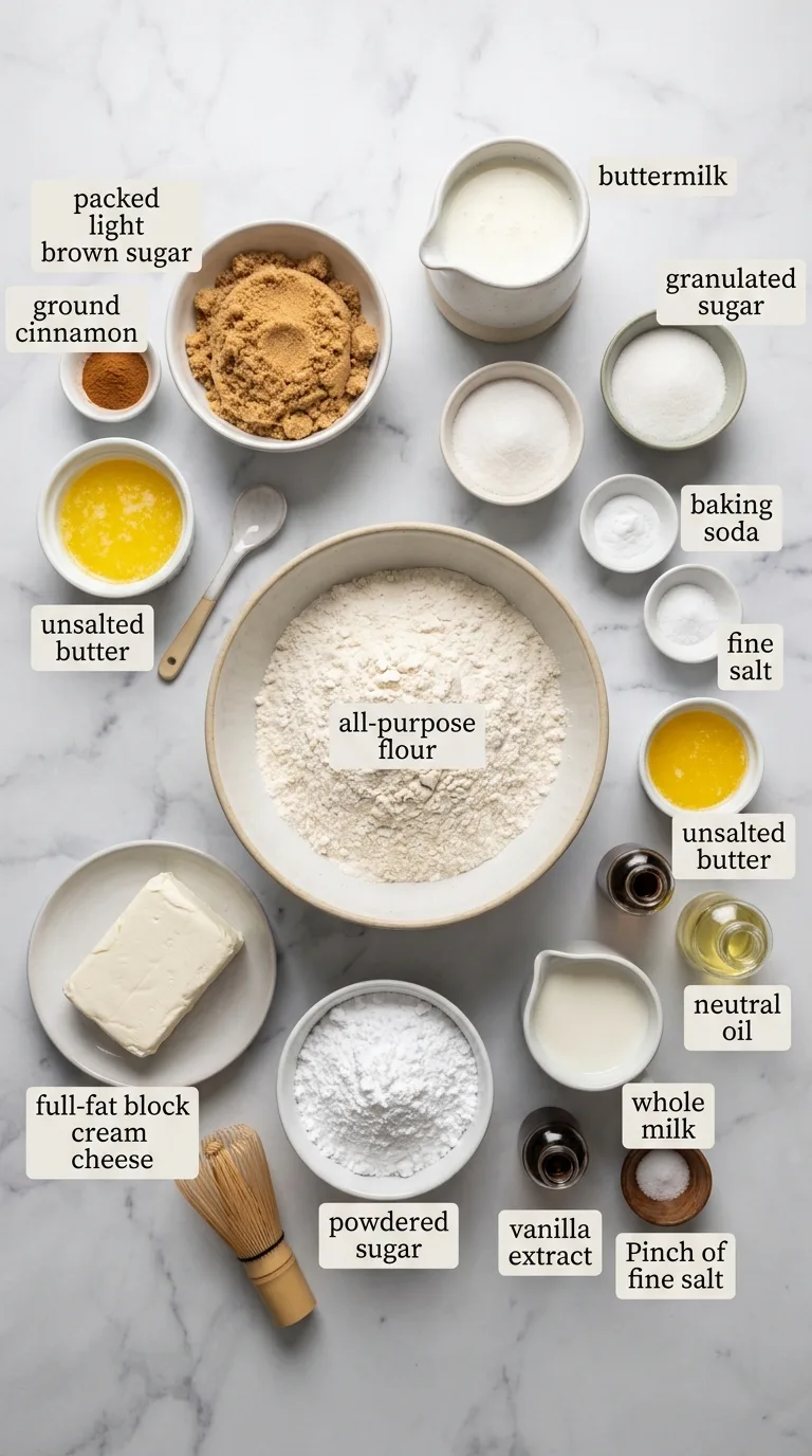 Cinnamon Roll Pancakes with Cream Cheese Glaze ingredients