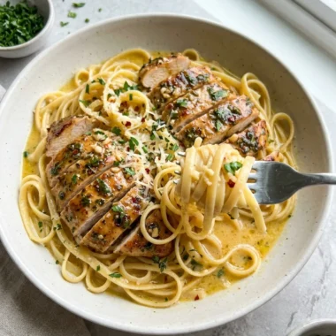 Cowboy Butter Chicken Linguine with Garlic and Herbs finished recipe