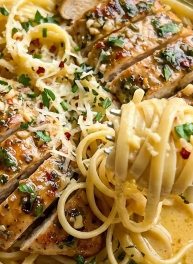 Cowboy Butter Chicken Linguine with Garlic and Herbs finished recipe