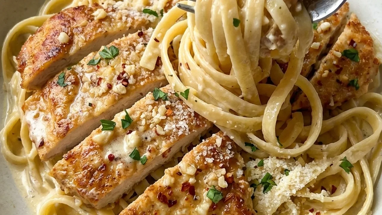 Creamy Garlic Chicken Pasta finished recipe
