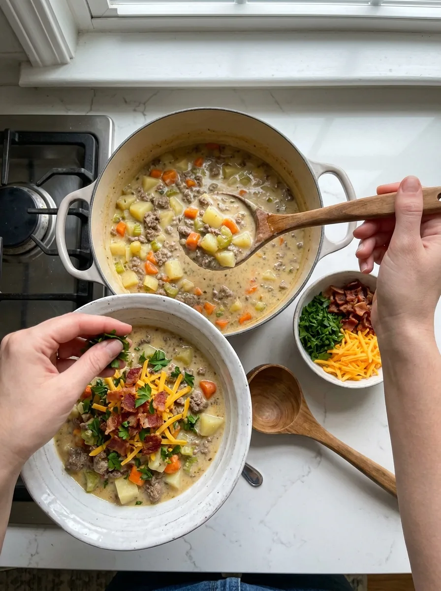 Creamy Hamburger Potato Soup step 10