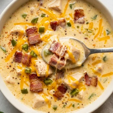Creamy Jalapeno Popper Chicken Soup finished recipe
