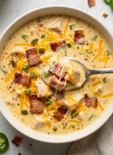 Creamy Jalapeno Popper Chicken Soup finished recipe