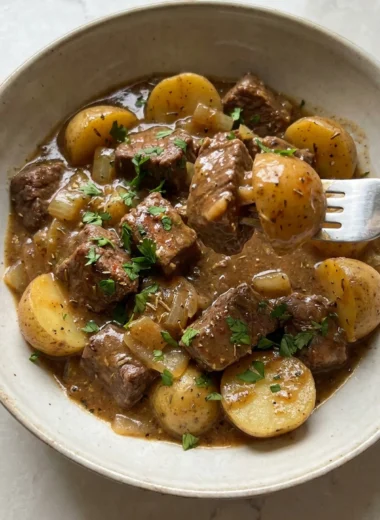 Crockpot Steak and Potatoes with Savory Gravy finished recipe