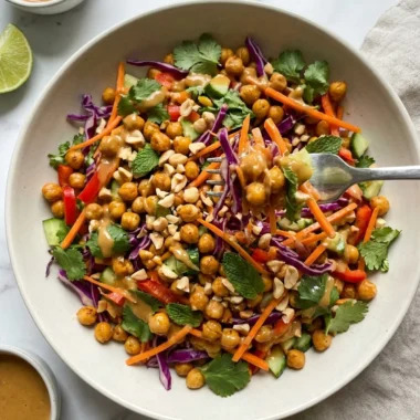 Crunchy Thai Chickpea Salad with Peanut Lime Dressing finished recipe