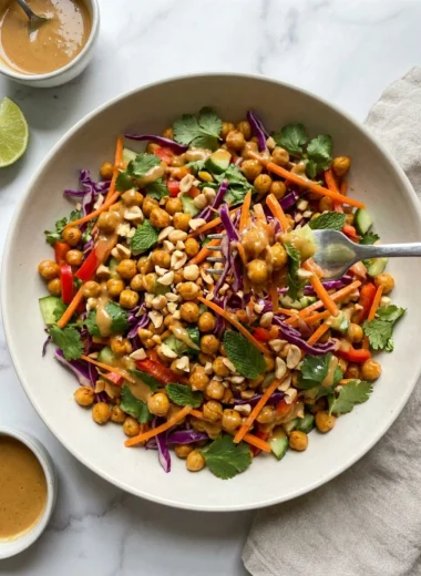 Crunchy Thai Chickpea Salad with Peanut Lime Dressing finished recipe