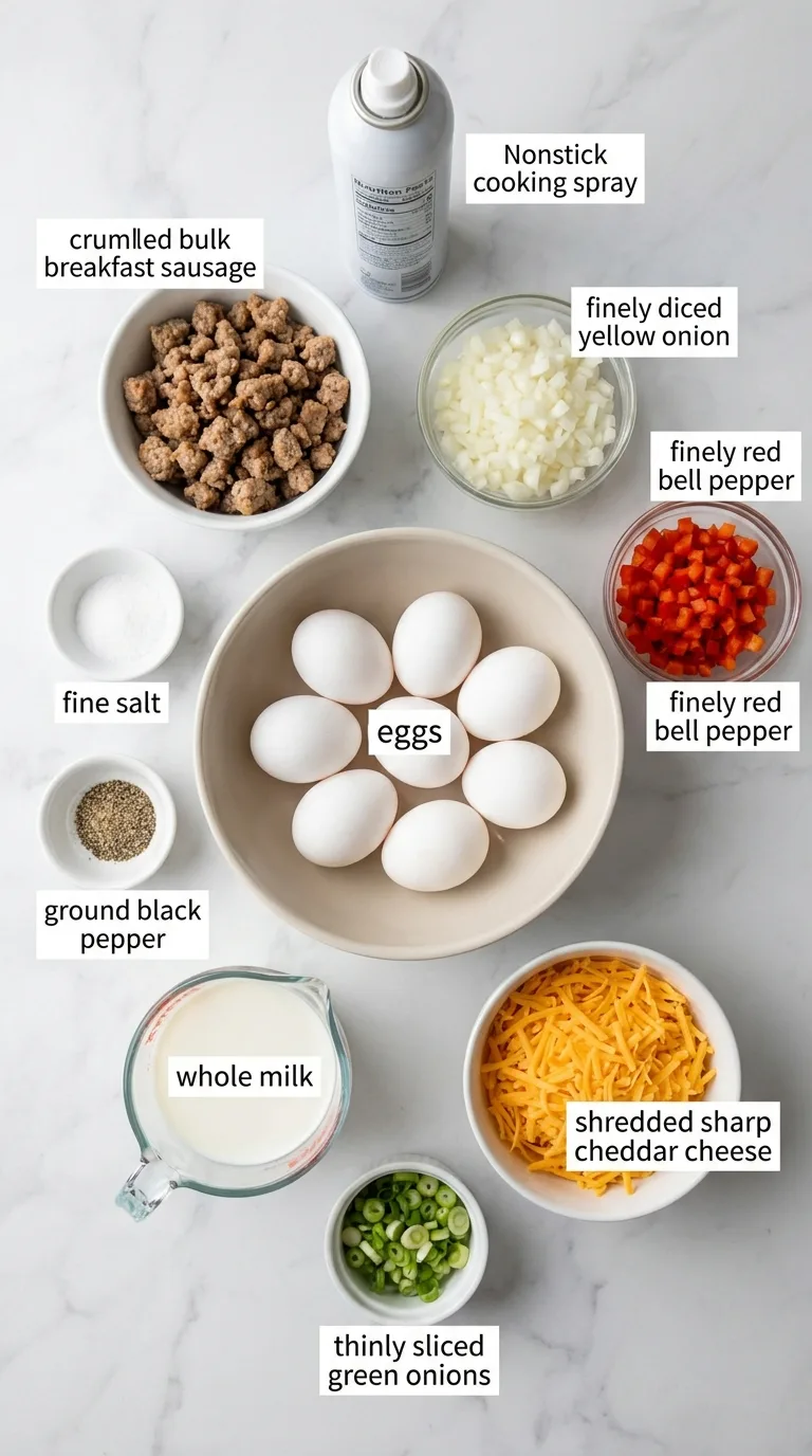Egg, Cheese, and Sausage Muffins ingredients