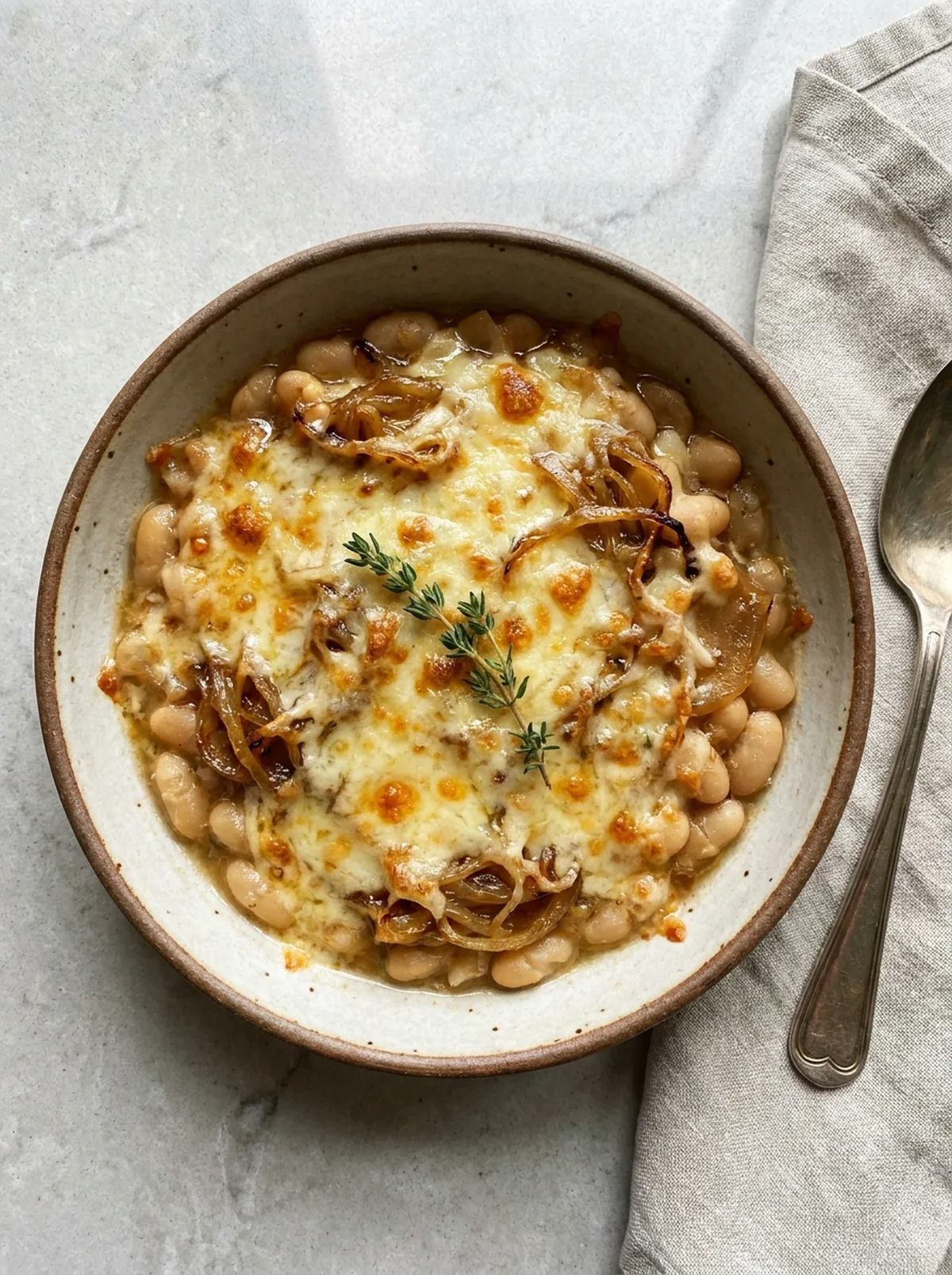 French Onion White Beans finished recipe