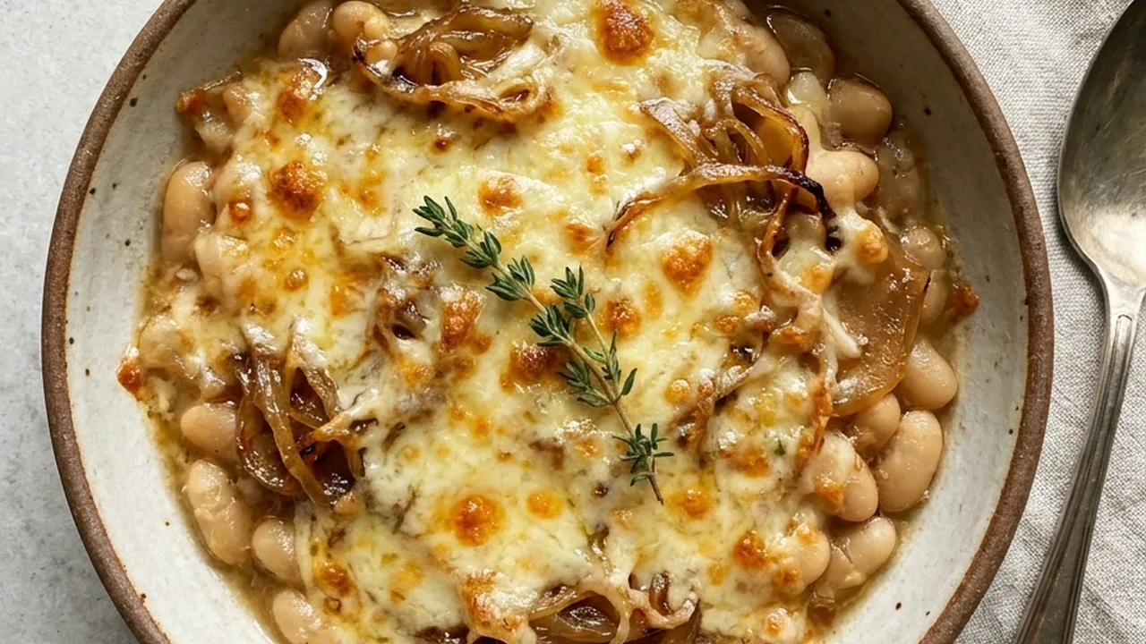 French Onion White Beans finished recipe