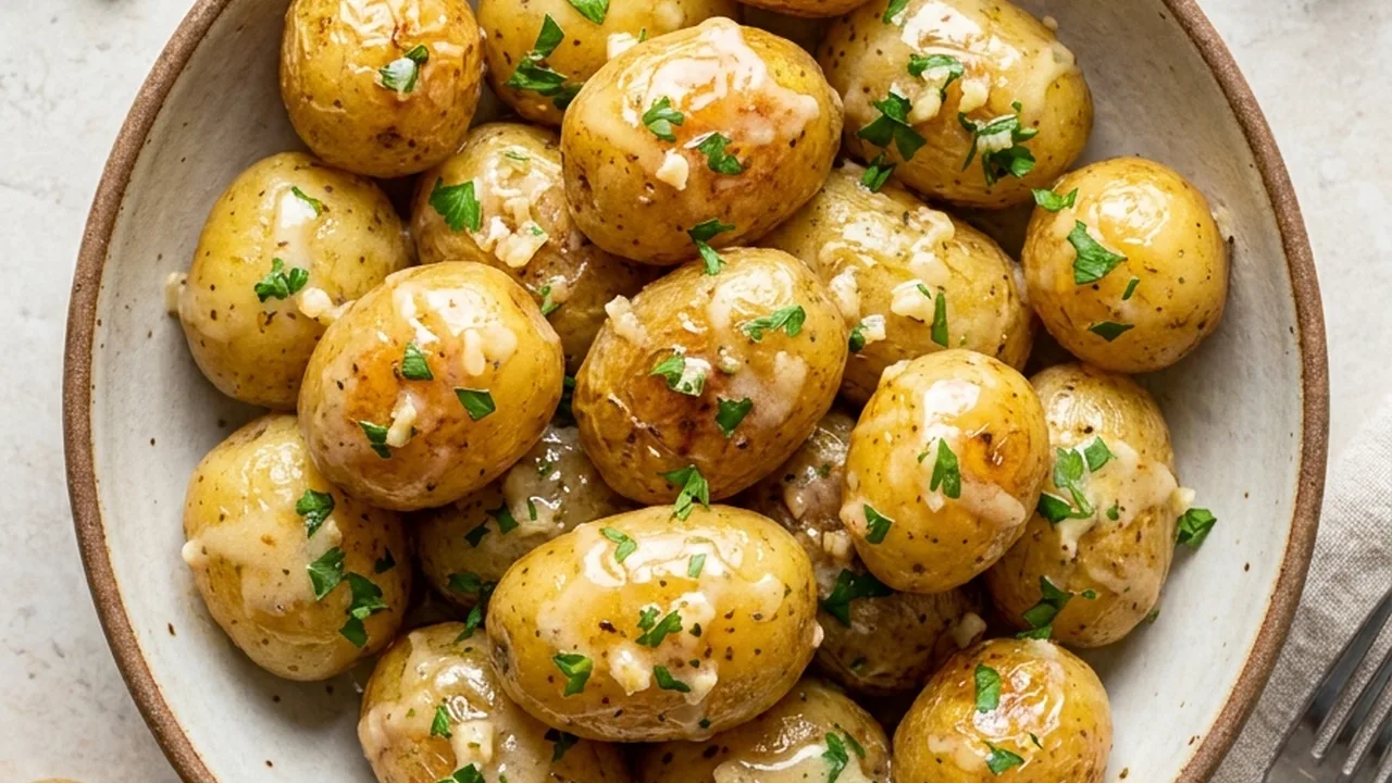 Garlic Sauce Baby Potatoes finished recipe