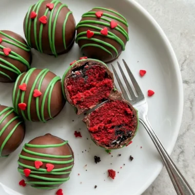 Grinchy Red Velvet Oreo Balls finished recipe