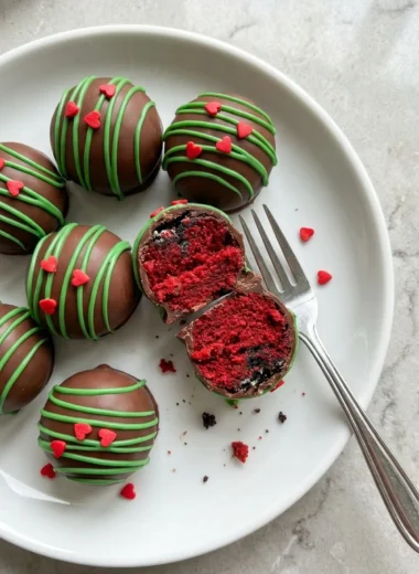 Grinchy Red Velvet Oreo Balls finished recipe
