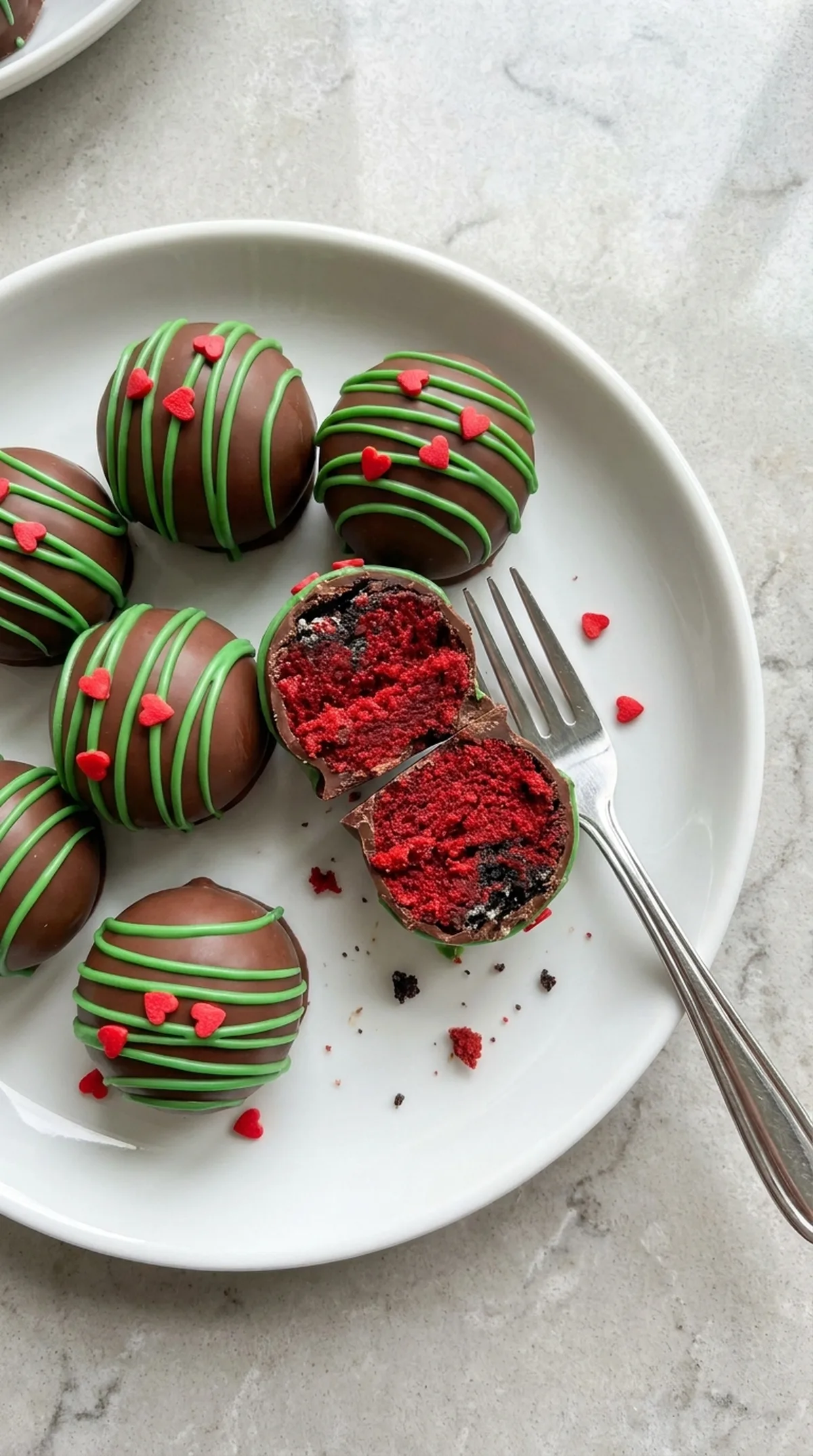 Grinchy Red Velvet Oreo Balls finished recipe