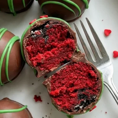 Grinchy Red Velvet Oreo Balls finished recipe