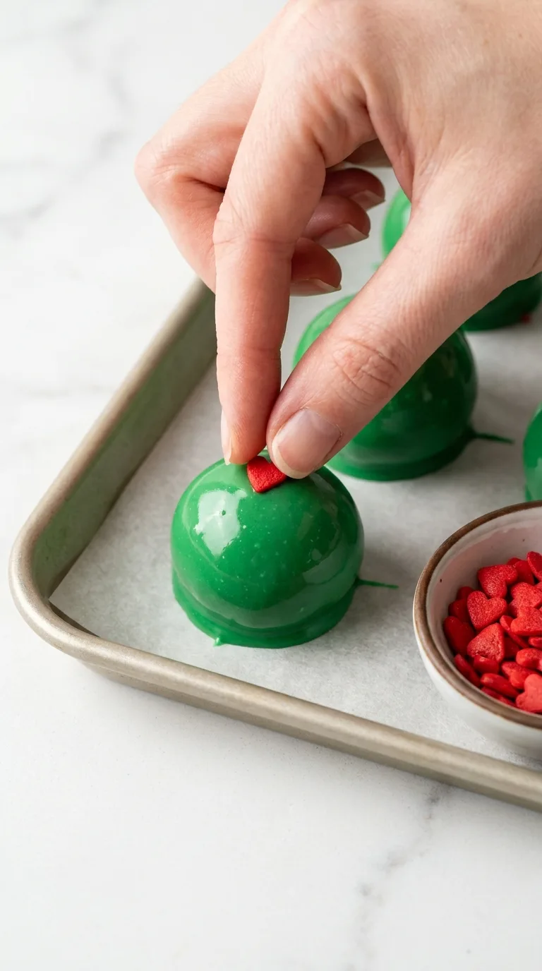 Grinchy Red Velvet Oreo Balls step 5