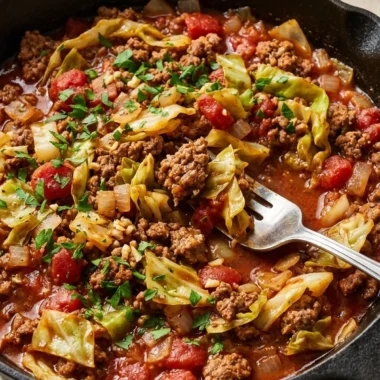 Ground Beef and Cabbage Skillet finished recipe