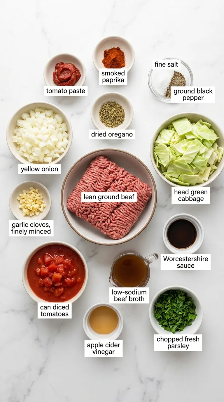Ground Beef and Cabbage Skillet ingredients