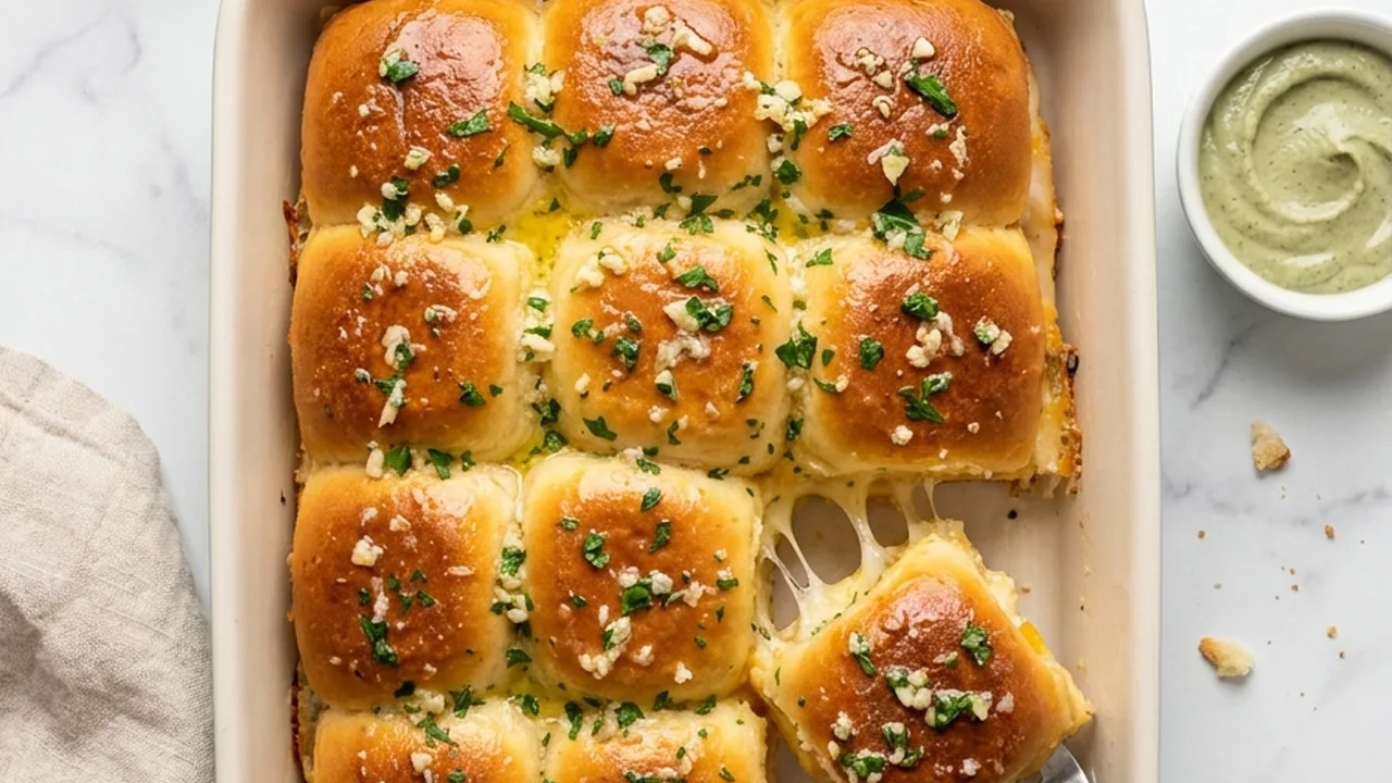 Hawaiian Roll Grilled Cheese with a Buttery Garlic Topping finished recipe