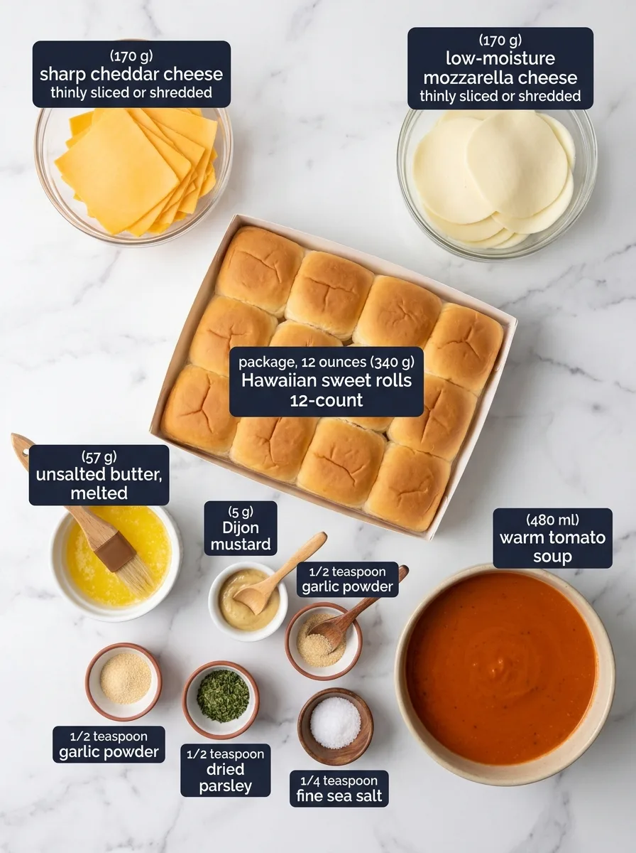 Hawaiian Roll Grilled Cheese with a Buttery Garlic Topping ingredients