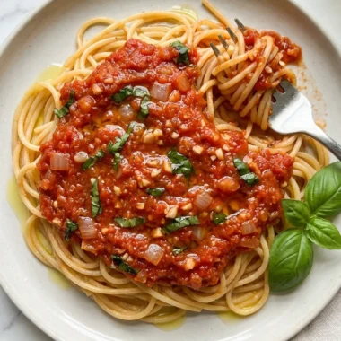 Homemade Spaghetti Sauce with Fresh Tomatoes finished recipe