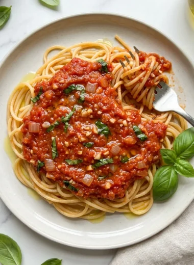 Homemade Spaghetti Sauce with Fresh Tomatoes finished recipe