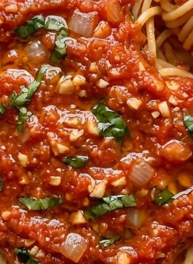 Homemade Spaghetti Sauce with Fresh Tomatoes finished recipe