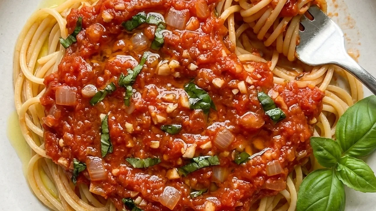 Homemade Spaghetti Sauce with Fresh Tomatoes finished recipe
