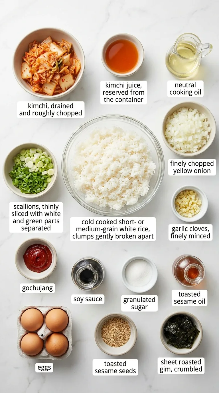 Kimchi Fried Rice with Fried Eggs ingredients