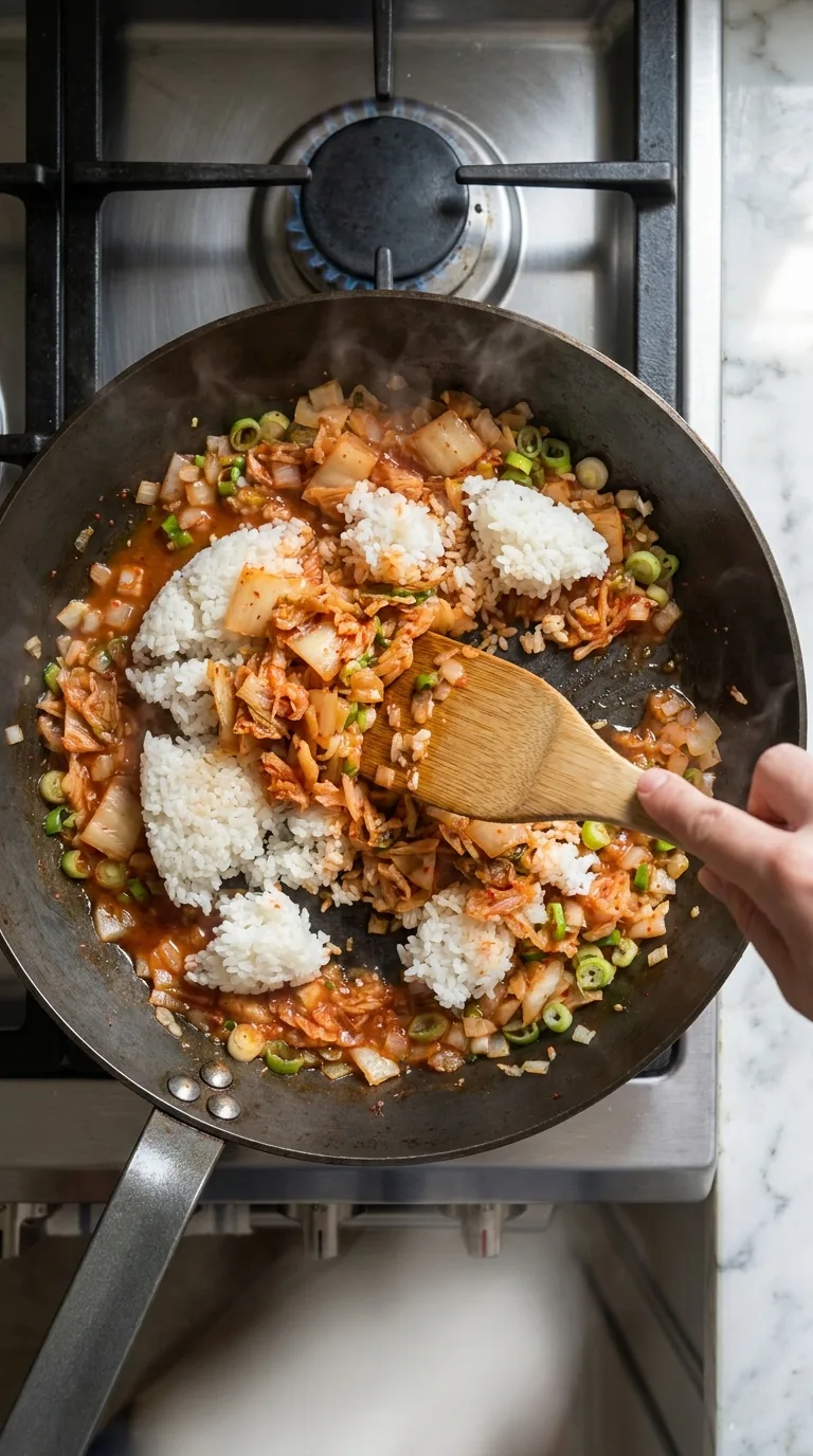 Kimchi Fried Rice with Fried Eggs step 6