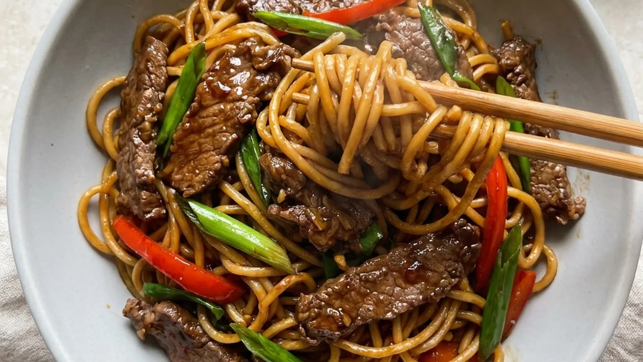 Mongolian Noodles finished recipe