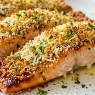 Parmesan Crusted Salmon with Lemon and Herbs finished recipe