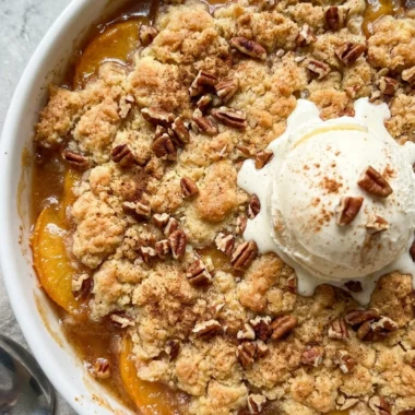 Peach Dump Cake finished recipe