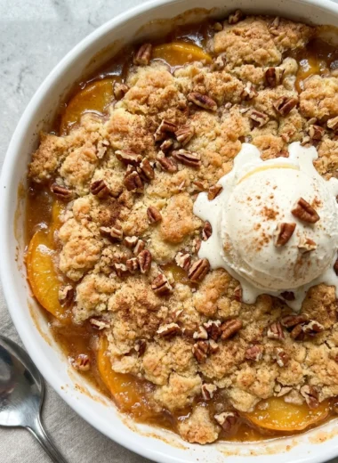 Peach Dump Cake finished recipe