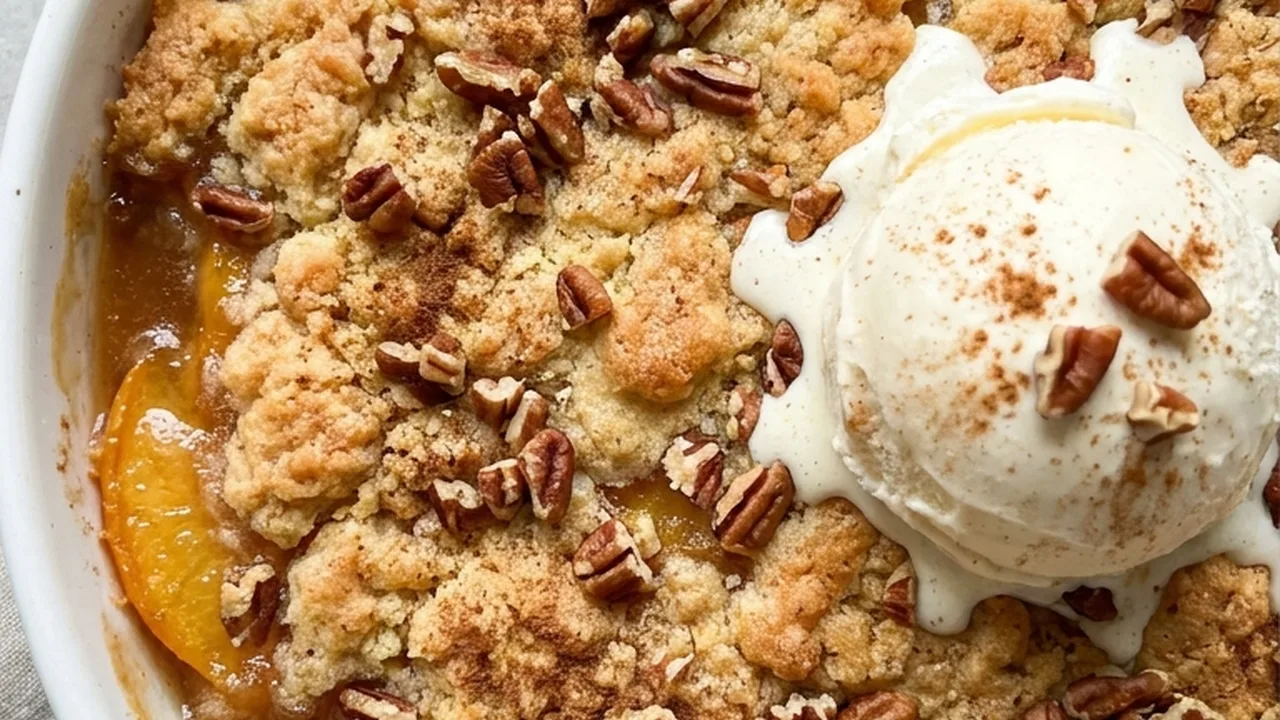 Peach Dump Cake finished recipe