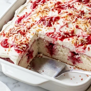 Raspberry Zinger Poke Cake finished recipe