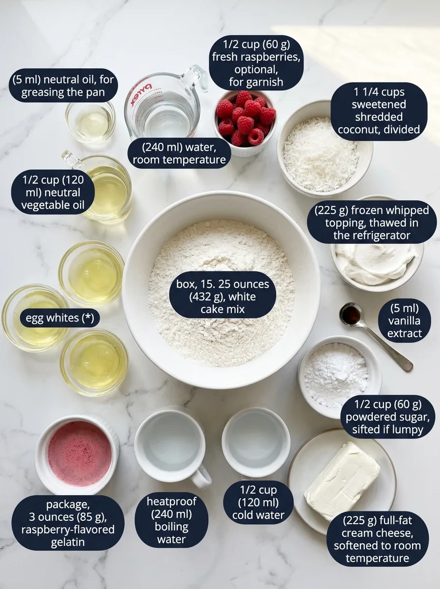Raspberry Zinger Poke Cake ingredients