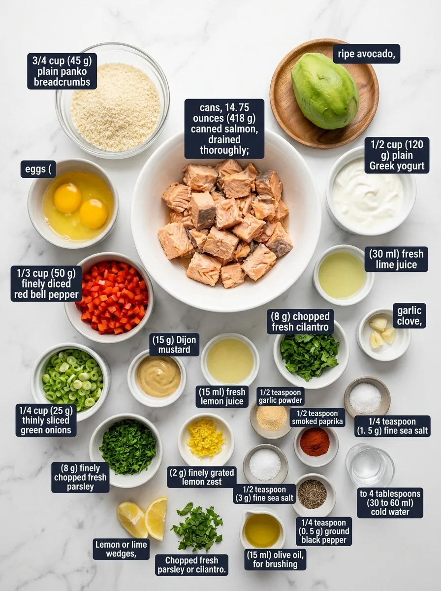 Salmon Balls with Creamy Avocado Sauce ingredients